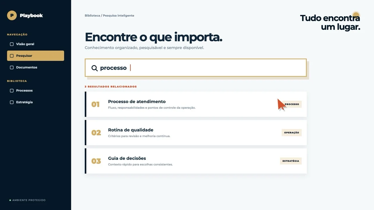 Interface anonimizada do Playbook Operacional